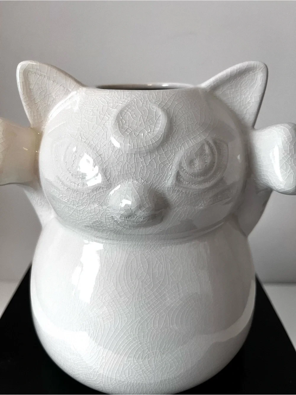 Killstar Ghost Kitty White Ceramic Flower Vase Glossy Crackle Ceramic Goth Cat